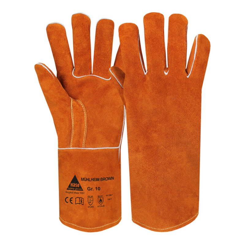 Hase Mühlheim Brown Schweißerhandschuh aus Rindspaltleder Größe 10