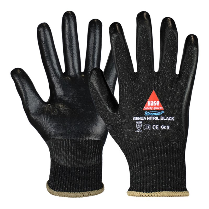 Hase Genua Nitril Black Schnittschutzaus Sinomac® Hybridgarn Größe 7