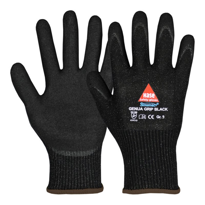 Hase Schnittschutzhandschuhe Genua Grip Black Größe 11, Dyneema