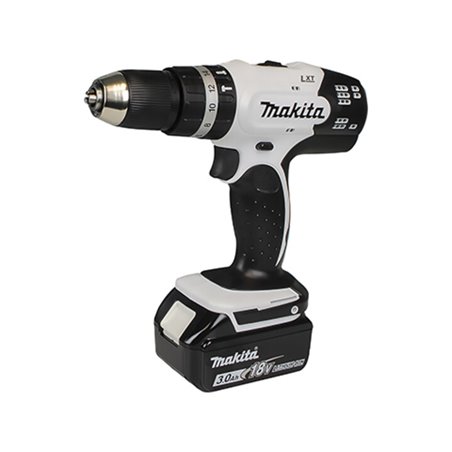 Makita Akku-Schlagbohrschrauber 18V in weiß / 3,0 Ah, 2 Akkus + Ladegerät im Transportkoffer