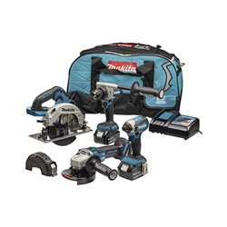 Makita Akku-Kombo-Kit 18V (DDF486+DTD153+DHS660+DGA504) / 5,0 Ah, 2 Akkus + Ladegerät in Transporttasche