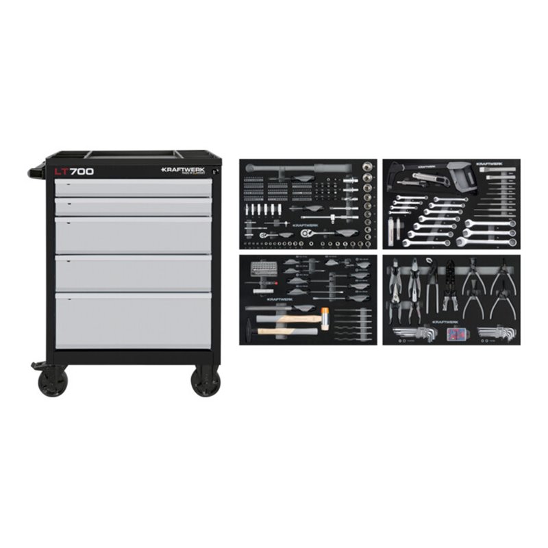 Kraftwerk Werkstattwagen BASIC LINE LT 700, 5 Schubladen, 337-tlg.