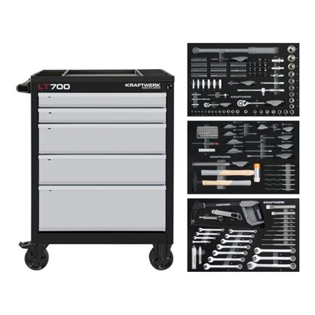 Kraftwerk Werkstattwagen BASIC LINE LT700, 5 Schubladen, 259-tlg.