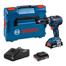 Bosch Akku-Schlagbohrschrauber GSB 18V-55 mit 2 Akkus 18V 2.0Ah, Schnellladegerät und L-Case