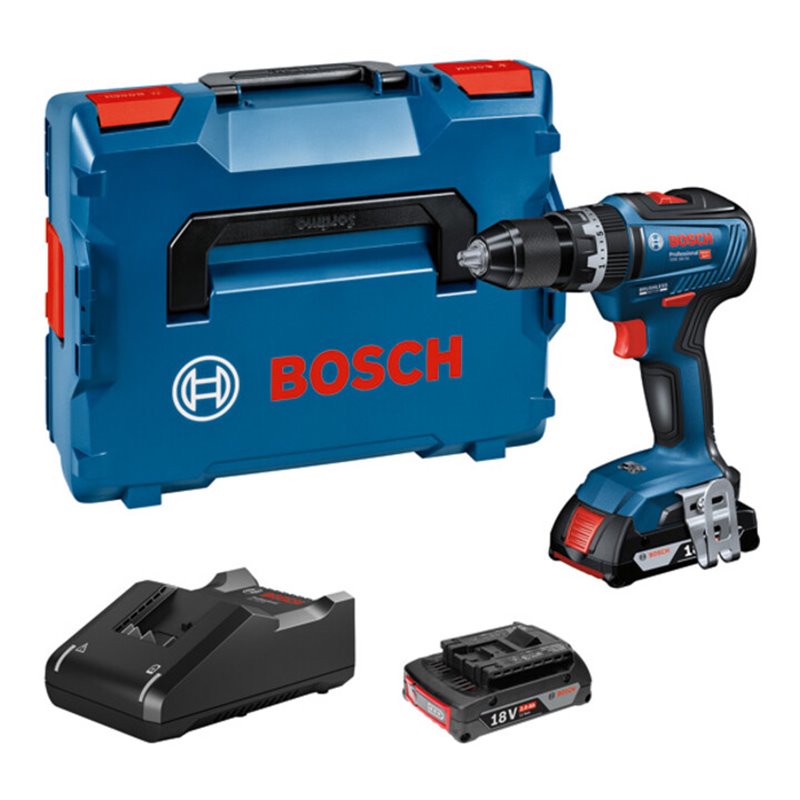 Bosch Akku-Schlagbohrschrauber GSB 18V-55 mit 2 Akkus 18V 2.0Ah, Schnellladegerät und L-Case