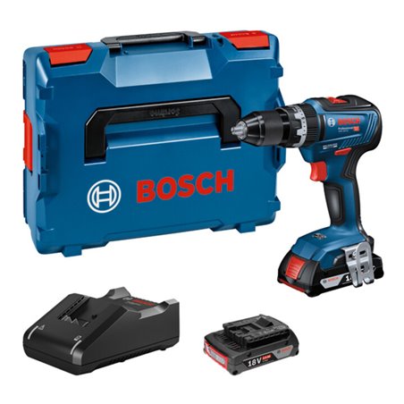 Bosch Akku-Schlagbohrschrauber GSB 18V-55 mit 2 Akkus 18V 2.0Ah, Schnellladegerät und L-Case