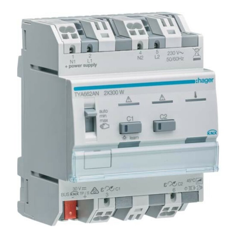 Hager Universal-Dimmaktor 2-fach, 2x300W TYA662AN