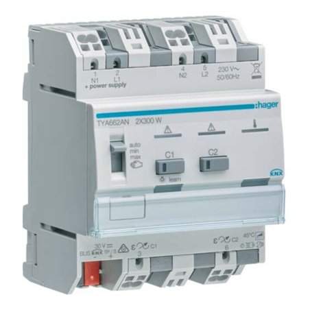 Hager Universal-Dimmaktor 2-fach, 2x300W TYA662AN