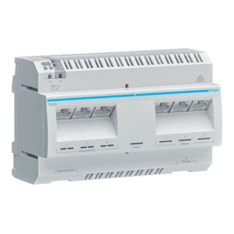 Hager PoE-Switch m. 4x PoE ports + 1Gbit/s TN530