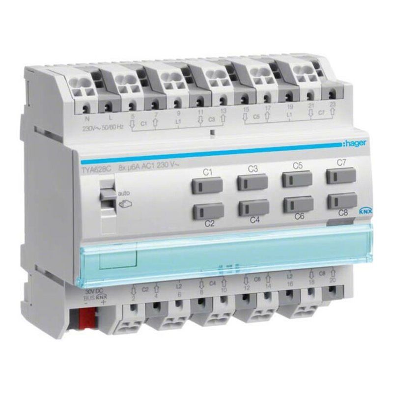 Hager KNX Jalousieausgang 8fach 230V TYA628C