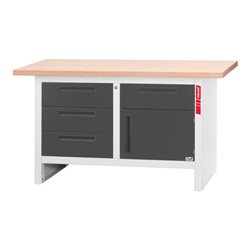 HOLEX Werkbank mit 4 Schubladen und 1 Flügeltür, Plattenlänge: 1500 mm