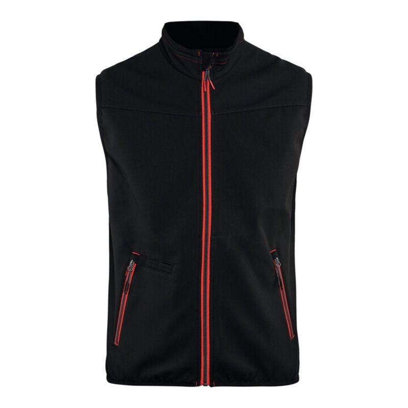 BLAKLÄDER Softshell Weste Service Plus, schwarz / rot, Unisex-Größe: 3XL