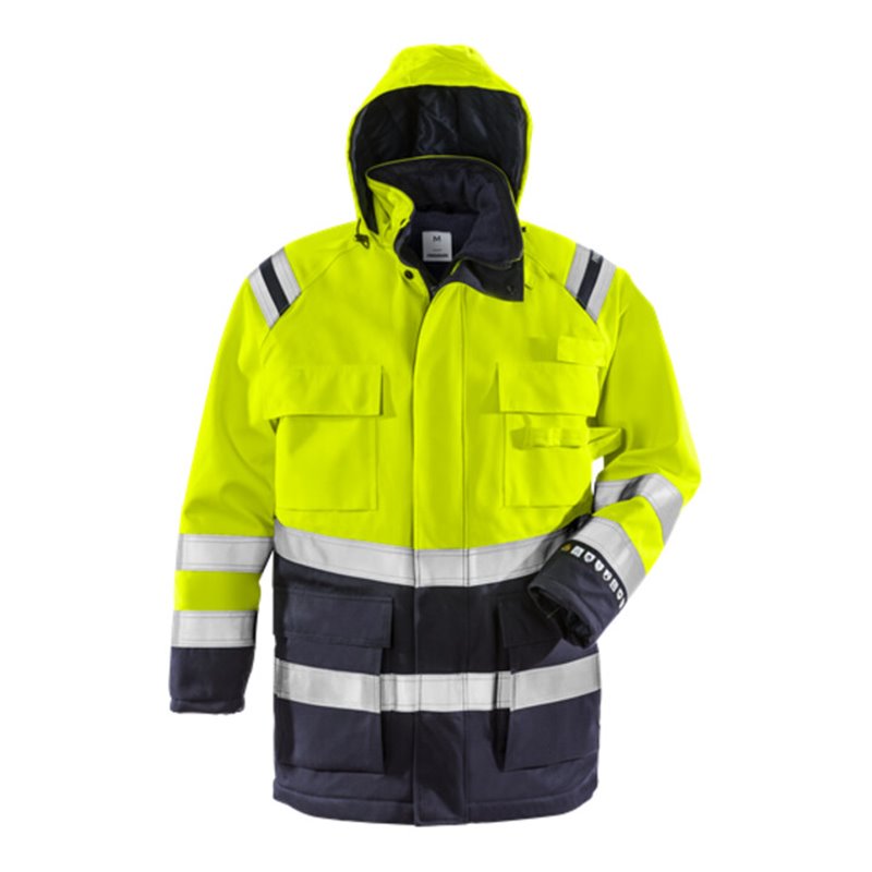 Fristads Flamestat High Vis Airtech® Winterparka Kl. 3 4086 ATHR Größe 4XL Warnschutz-Gelb/Marine