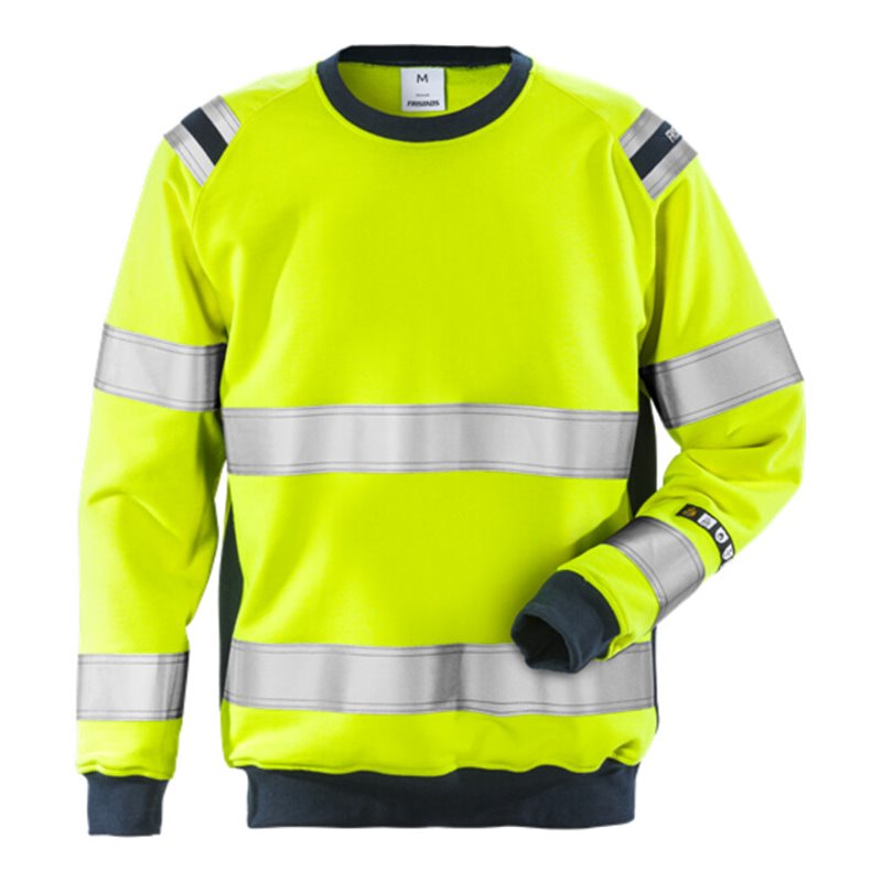 Fristads Flamestat High Vis Sweatshirt Kl. 3 7076 SFLH Größe 4XL Warnschutz-Gelb/Marine