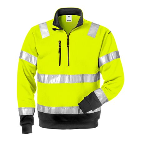 Fristads High Vis Zipper-Sweatshirt Kl. 3 728 SHV Größe 5XL Warnschutz-Gelb/Schwarz