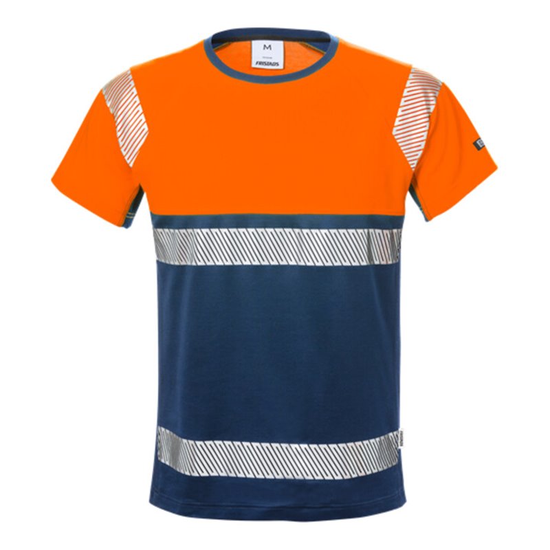 Fristads High Vis T-Shirt, Kl. 1 7518 THV Größe 4XL Warnschutz-Orange/Marine