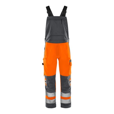 Fristads High Vis Green Latzhose Kl. 2 1030 GPLU Größe C60 Warnschutz-Orange/Grau