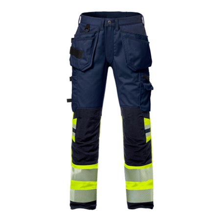 Fristads High Vis Handwerker Stretch-Hose Damen Kl. 1 2709 PLU Größe 42 Warnschutz-Gelb/Marine