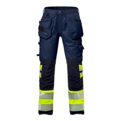 Fristads High Vis Handwerker Stretch-Hose Damen Kl. 1 2709 PLU Größe 44 Warnschutz-Gelb/Marine