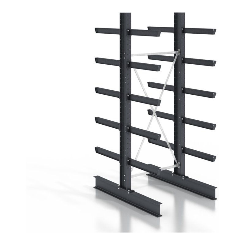 STIER Kragarmregal schraubbar doppelseitig mit 5 Ebenen HxT 3550x800 mm