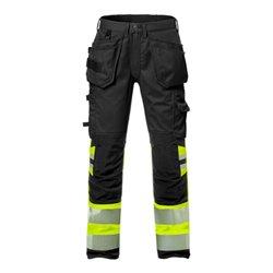 Fristads High Vis Handwerker Stretch-Hose Damen Kl. 1 2709 PLU Größe 46 Warnschutz-Gelb/Schwarz