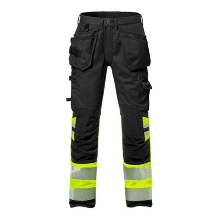 Fristads High Vis Handwerker Stretch-Hose Damen Kl. 1 2709 PLU Größe 50 Warnschutz-Gelb/Schwarz