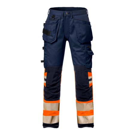 Fristads High Vis Handwerker Stretch-Hose Damen Kl. 1 2709 PLU Größe 48 Warnschutz-Orange/Marine