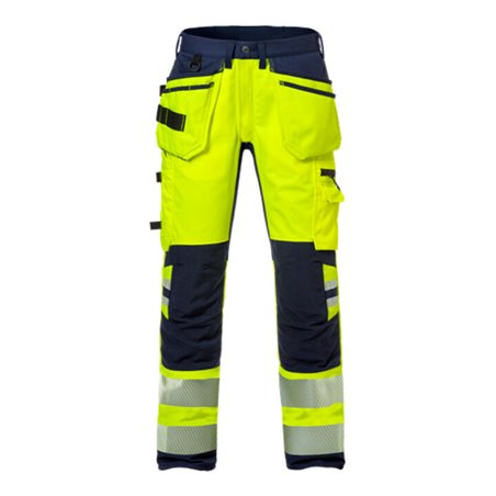 Fristads High Vis Handwerker Stretch-Hose Damen Kl. 2 2710 PLU Größe 48 Warnschutz-Gelb/Marine