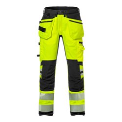 Fristads High Vis Handwerker Stretch-Hose Damen Kl. 2 2710 PLU Größe 42 Warnschutz-Gelb/Schwarz