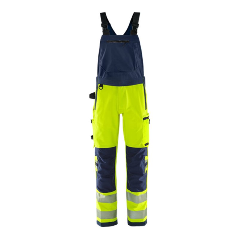 Fristads High Vis Green Stretch-Latzhose Kl. 2 1031 GSTP Größe C52 Warnschutz-Gelb/Marine