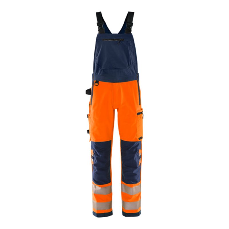 Fristads High Vis Green Stretch-Latzhose Kl. 2 1031 GSTP Größe C46 Warnschutz-Orange/Marine