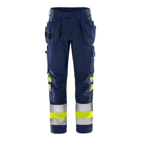 Fristads High Vis Green Handwerkerhose Kl. 1 2640 GPLU Größe C54 Warnschutz-Gelb/Marine