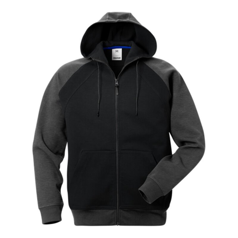 Fristads Acode Sweatjacke mit Kapuze 1757 DF Größe XL Schwarz/Grau