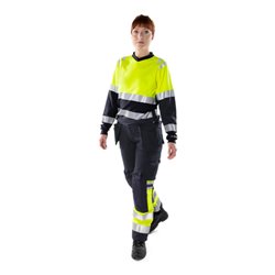 Fristads Damen Flamestat High Vis T-Shirt, La. Kl. 1 7108 TFL Größe 4XL Warnschutz-Gelb/Marine