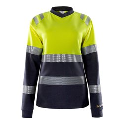 Fristads Damen Flamestat High Vis T-Shirt, La. Kl. 1 7108 TFL Größe L Warnschutz-Gelb/Marine