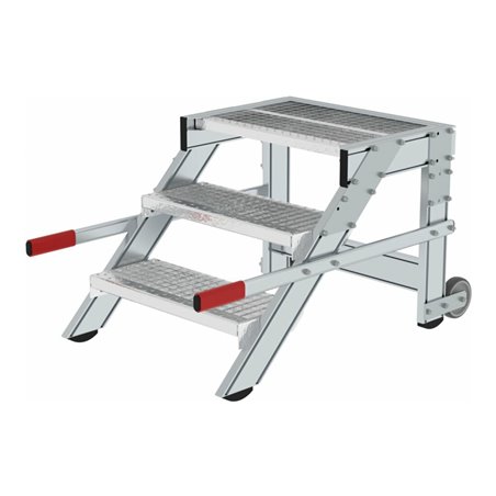 MUNK Aluminium-Arbeitspodest fahrbar: Stahl-Gitterrost