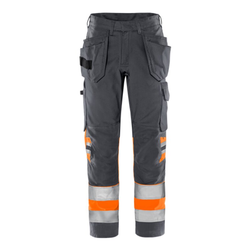 Fristads High Vis Green Handwerkerhose Kl. 1 2640 GPLU Größe C64 Warnschutz-Orange/Grau