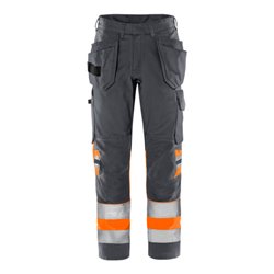 Fristads High Vis Green Handwerkerhose Kl. 1 2640 GPLU Größe C66 Warnschutz-Orange/Grau