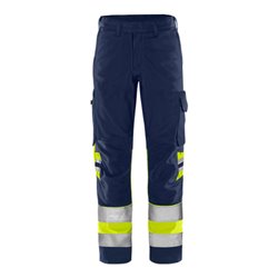 Fristads High Vis Green Hose Kl. 1 2649 GPLU Größe C48 Warnschutz-Gelb/Marine
