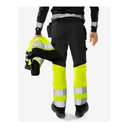 Fristads High Vis Green Handwerkerhose Kl. 1 2640 GPLU Größe D88 Warnschutz-Orange/Grau