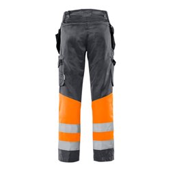 Fristads High Vis Green Handwerkerhose Kl. 1 2640 GPLU Größe D96 Warnschutz-Orange/Grau