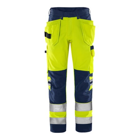Fristads High Vis Green Handwerkerhose Kl. 2 2641 GPLU Größe D112 Warnschutz-Gelb/Marine