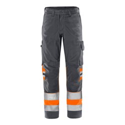 Fristads High Vis Green Hose Kl. 1 2649 GPLU Größe C58 Warnschutz-Orange/Grau