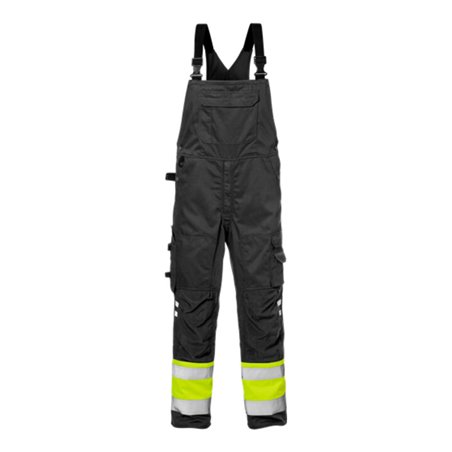 Fristads High Vis Latzhose Kl. 1 1025 PLU Größe C64 Warnschutz-Gelb/Schwarz