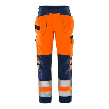 Fristads High Vis Green Handwerkerhose Kl. 2 2641 GPLU Größe D92 Warnschutz-Orange/Marine