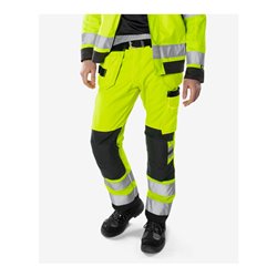 Fristads High Vis Green Handwerkerhose Kl. 2 2641 GPLU Größe C158 Warnschutz-Orange/Grau