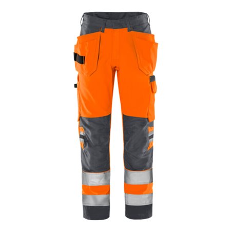 Fristads High Vis Green Handwerkerhose Kl. 2 2641 GPLU Größe C70 Warnschutz-Orange/Grau