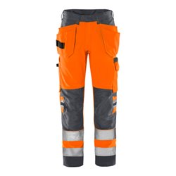 Fristads High Vis Green Handwerkerhose Kl. 2 2641 GPLU Größe D120 Warnschutz-Orange/Grau
