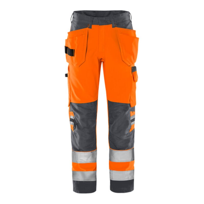 Fristads High Vis Green Handwerkerhose Kl. 2 2641 GPLU Größe D136 Warnschutz-Orange/Grau