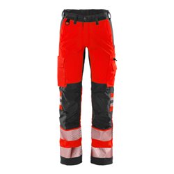 Fristads High Vis Stretch-Hose Klasse 2 2712 PLU Größe C154 Warnschutz-Rot/Schwarz